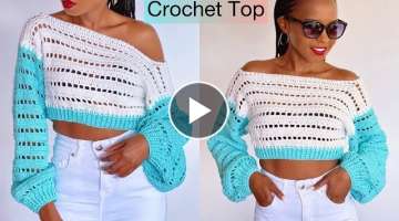 Crochet Easy Off Shoulder Sweater Top